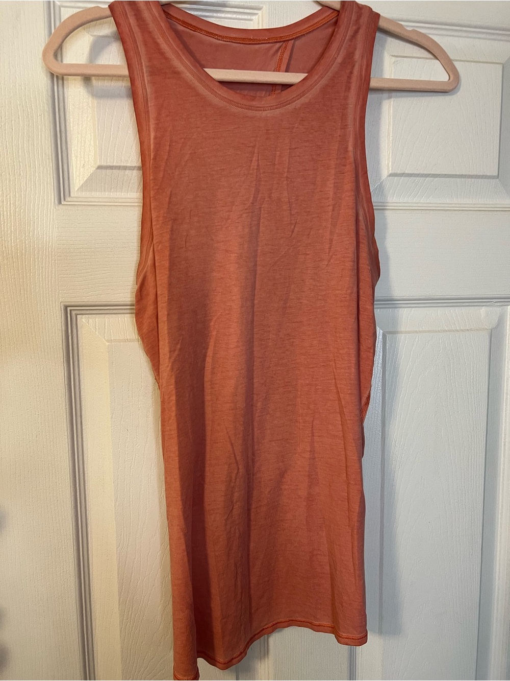 #092 Lululemon All Tied Up Tank Rustic Coral Wash Pima Cotton Open Back - Picture 2 of 4